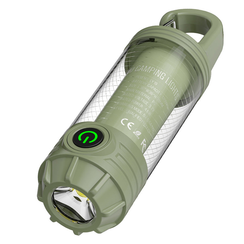 LED Camping Keychain Light ââ‚?Mini Lantern with Hook for Outdoor Use Blackish Green