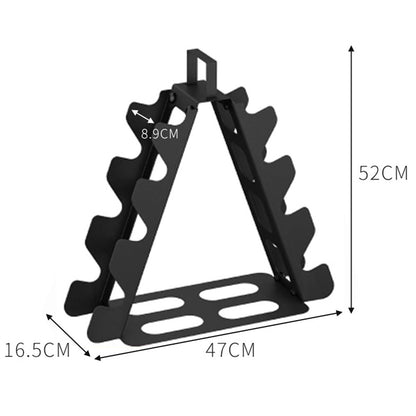 Black Metal Multi-Slot Dumbbell Rack 4 Tier A-Frame Weight Rack