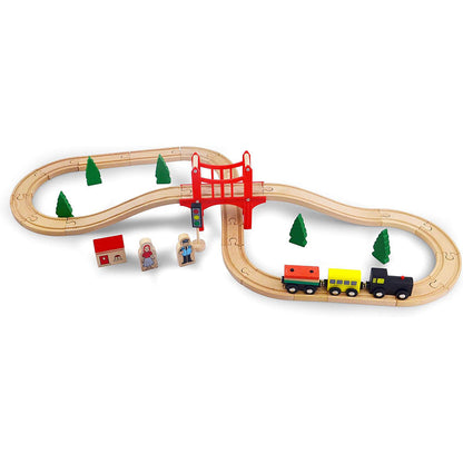 Wooden Train Set with Tracks ¨C Expandable and Changeable for Girls and Boys 6 Years Old Style 1