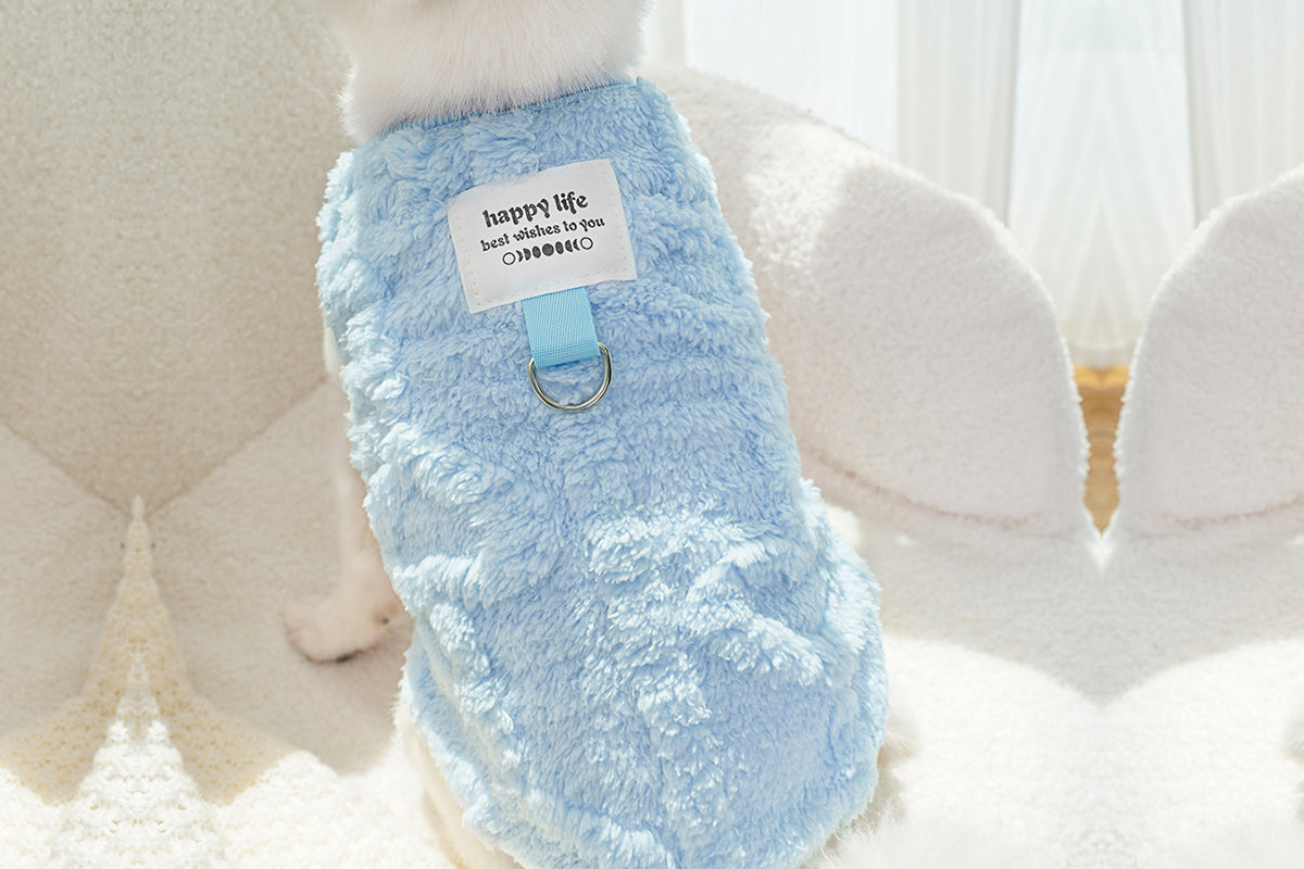 Sherpa Fleece Dog Jumper Sweater with D-Ring for Small Dogs Chihuahua Yorkshire -Blue