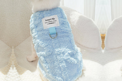 Sherpa Fleece Dog Jumper Sweater with D-Ring for Small Dogs Chihuahua Yorkshire -Blue
