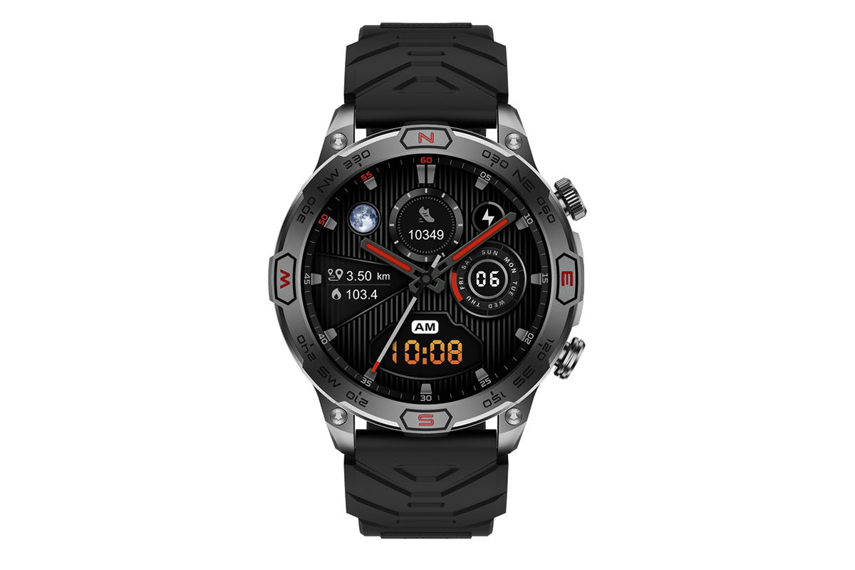 Smart Watch 1.43-Inch Fitness Watch with All Day Heart Rate Sleep Monitor Blood Oxygen Flashlight AI Voice Activity Tracker-Black