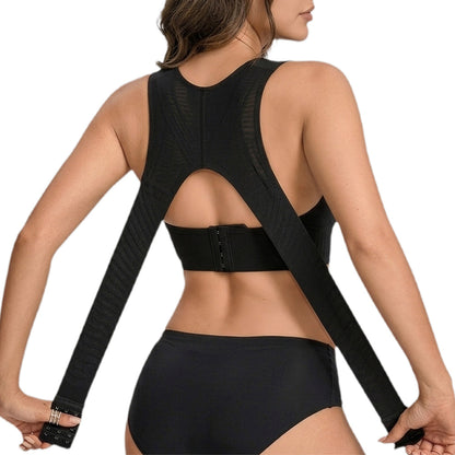 Wireless Front Closure Seamless Full Coverage Cross Back Bra - Black