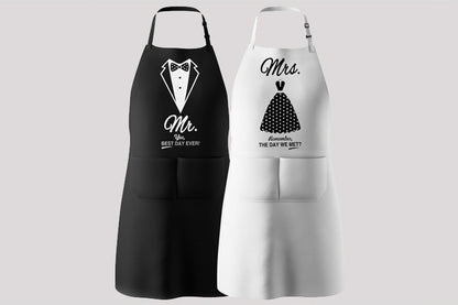 Mr and Mrs Aprons for Couple Gift Bridal Shower with Oven Glove and Pot Holder