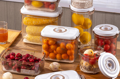 2Pcs Airtight Vacuum Food Storage Container with Lid Strainer and Pump