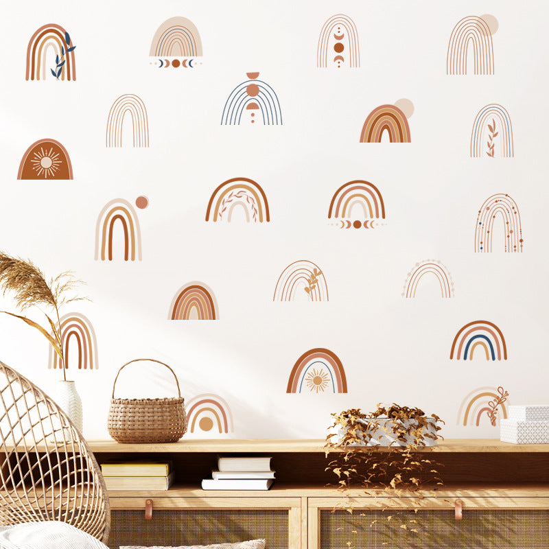 2Pcs Boho Rainbow Clouds Removable Wall Decals Stickers