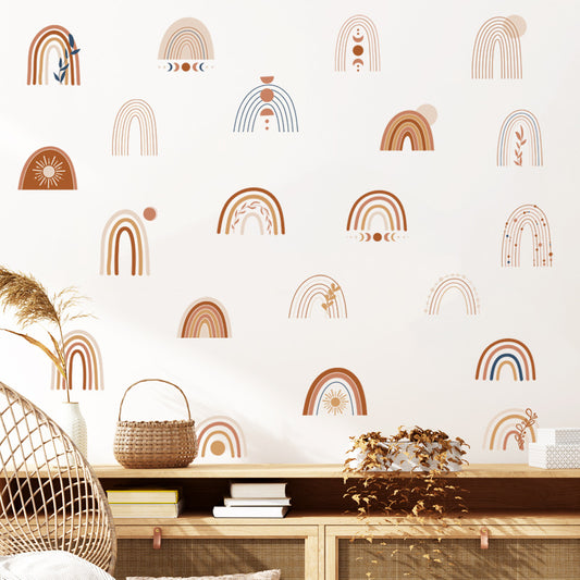 2Pcs Boho Rainbow Clouds Removable Wall Decals Stickers