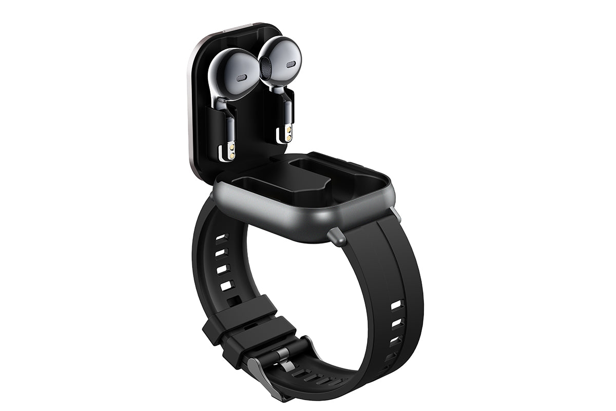 Smart Watch with Earbuds 2 in 1 Smart Call Watch with Bluetooth Headphones 2.01-Inch Heart Rate Sleep Monitoring Fitness Tracker-Black