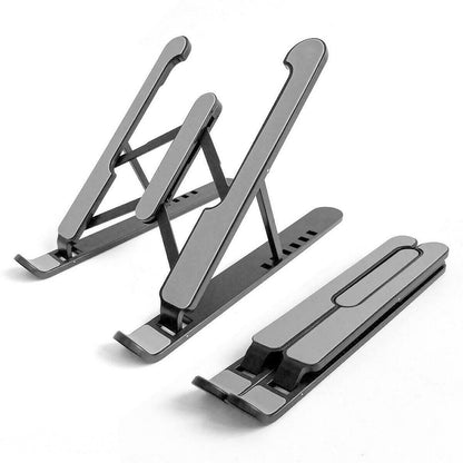 Foldable Aluminum Laptop Stand with Adjustable Height for Desk-Black