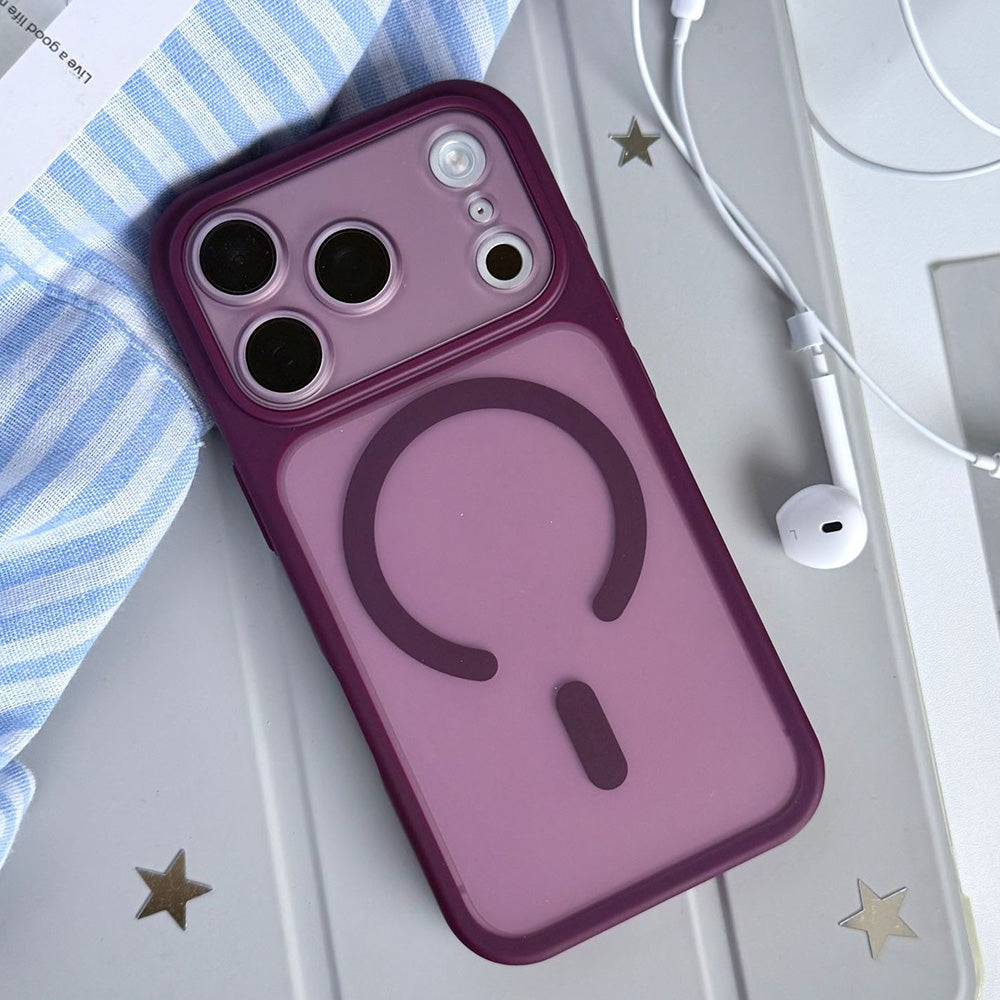Frosted Easy Attached Camera Protection Case for iPhone 18 Pro Max - Wine Red