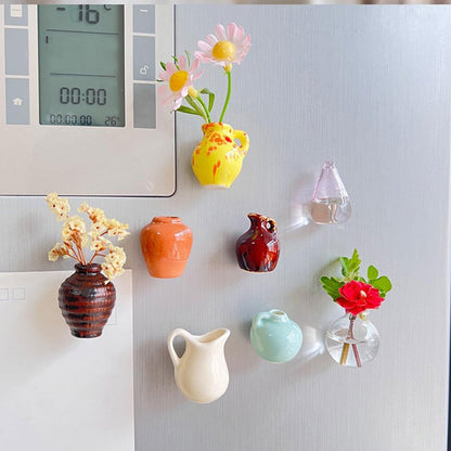 8-Pack 3D Ceramic Vase Fridge Sticks Mini Colorful Home Decor