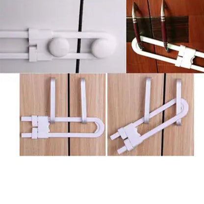 6Pcs Baby Proofing Locks U-Shaped Sliding Cabinet Locks Adjustable Childproof Latch