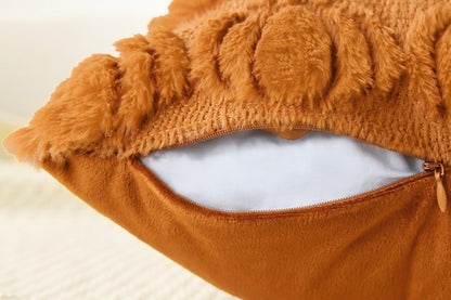 Fall Pillow Covers Halloween Pumpkins Faux Fur Pillowcase for Chair Sofa-Brown