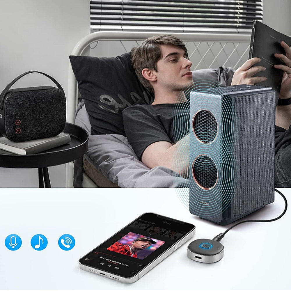 Bluetooth 5.0 Wireless Audio Receiver Portable 3.5mm Aux Car Adapter for for Car Home Stereo Speaker