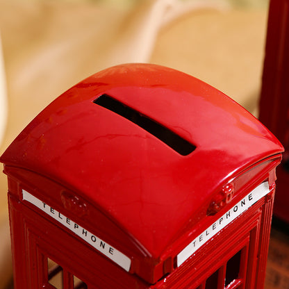 Classic Red Phone Booth Coin Bank Money Box