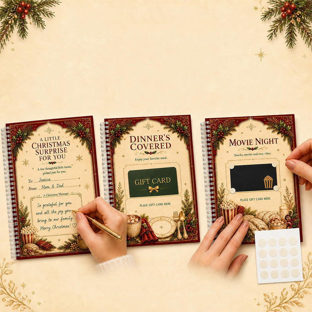 Christmas Presents Card Book Spiral Bound Holder Organiser with Handwritten Notes Style B