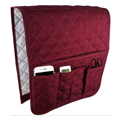5 Pocket Sofa Armrest Organizer Remote Holder Bag for Couch and Chair-Wine Red