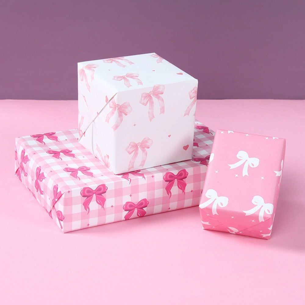 6 Sheet 70x50cm Coquette Bow Pattern Gift Wrapping Paper Set