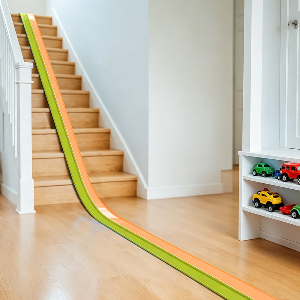 DIY Flexible Car Track Set Bendable Race Track with 4 Toy Cars - Orange