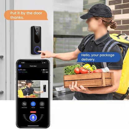 1080p WiFi Video Doorbell Camera AI Human and Motion Detection Outdoor Surveillance