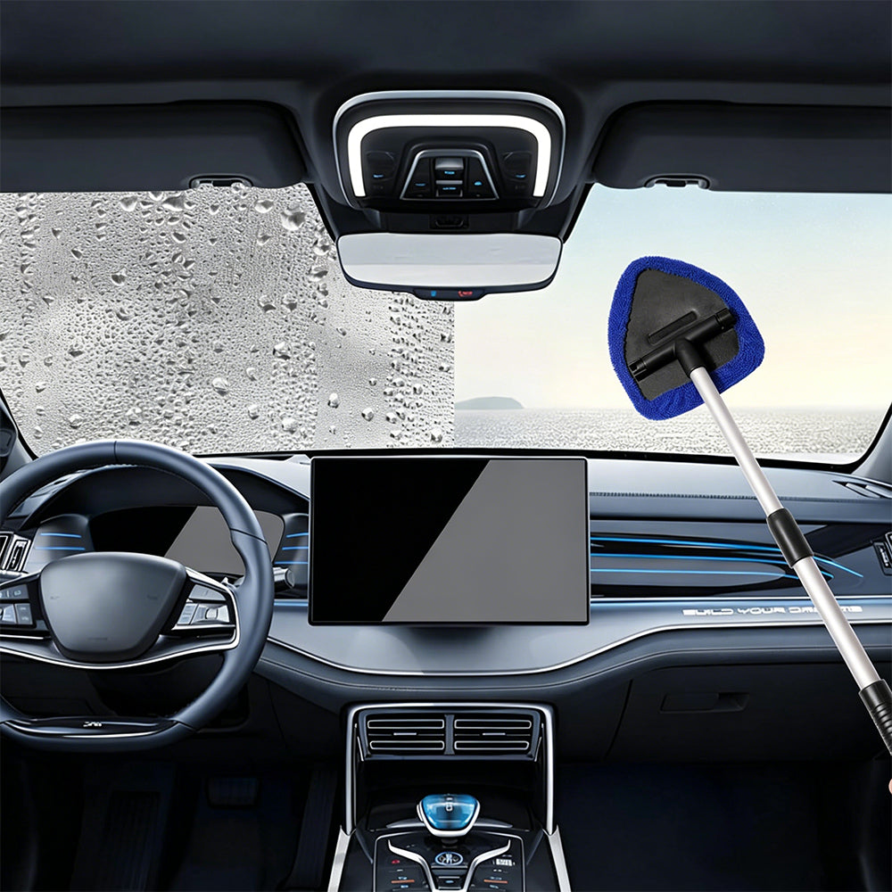 11Pcs Car Windshield Cleaning Tool Kit Telescopic Pole with Washable Pads