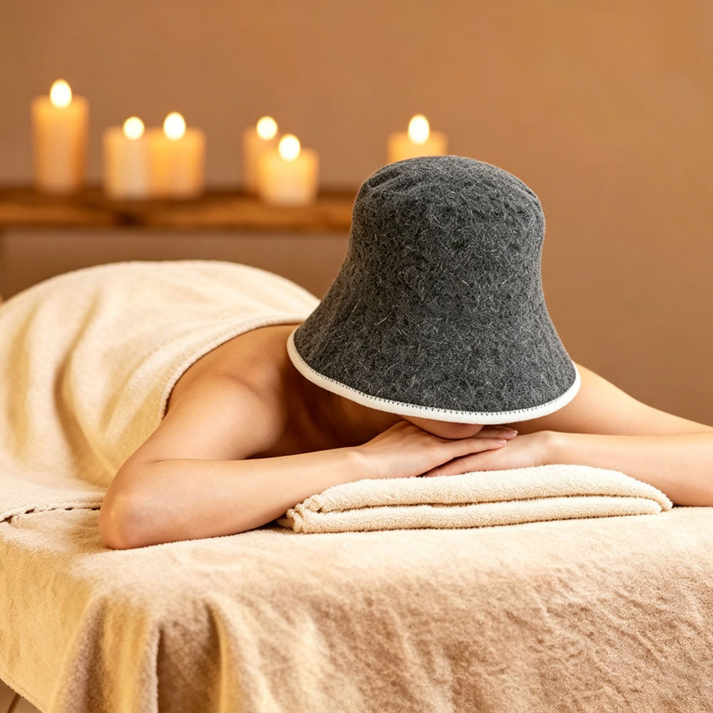2Pcs Sauna Hat Set Wool Blend Felt Hat for Steam Room Sweat Bath