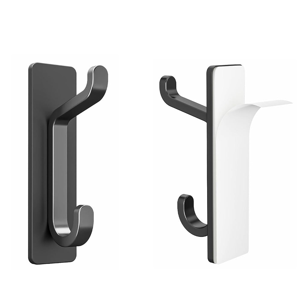 4 Piece Stainless Steel Double Adhesive Hooks - Black
