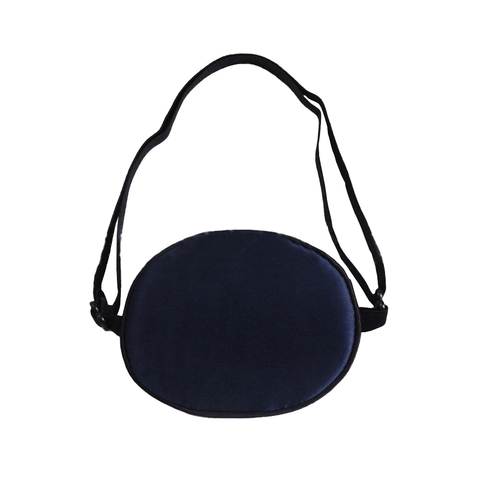 2pcs Mulberry Silk Eye Patch Elastic Amblyopia Strabismus Lazy Eye Patch Adjustable Single Eye Patch with Elastic Strap -Navy
