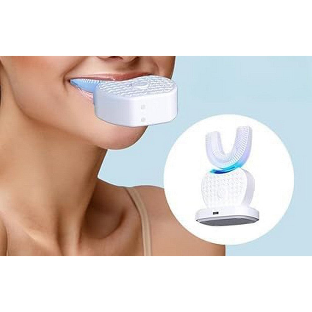 U-Shaped Electric Toothbrush 360-degree Sonic Cleaning Tooth Brush for Adults-white