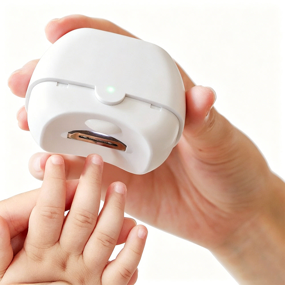 Electric Nail Clipper with LED Light - White