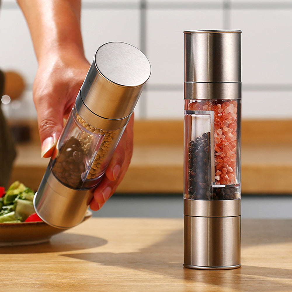 2-in-1 Stainless Steel Salt & Pepper Grinder a€?Adjustable Spice Mill for Kitchen