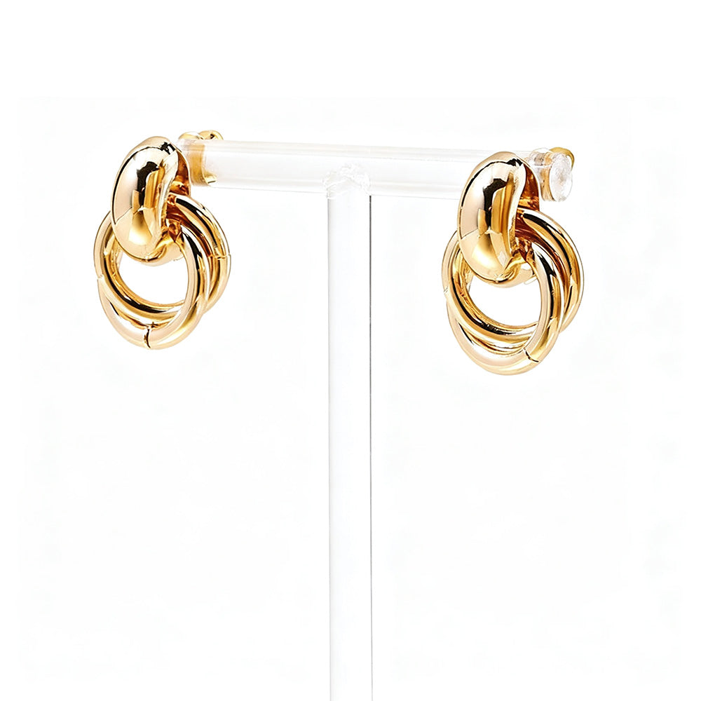 2 Pairs Women’s Geometric Dangle Drop Earrings with Large Knot Design