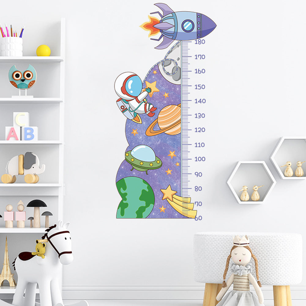 Cartoon Universe Starry Sky Astronaut Spaceship Rocket Height Sticker Wall Decals