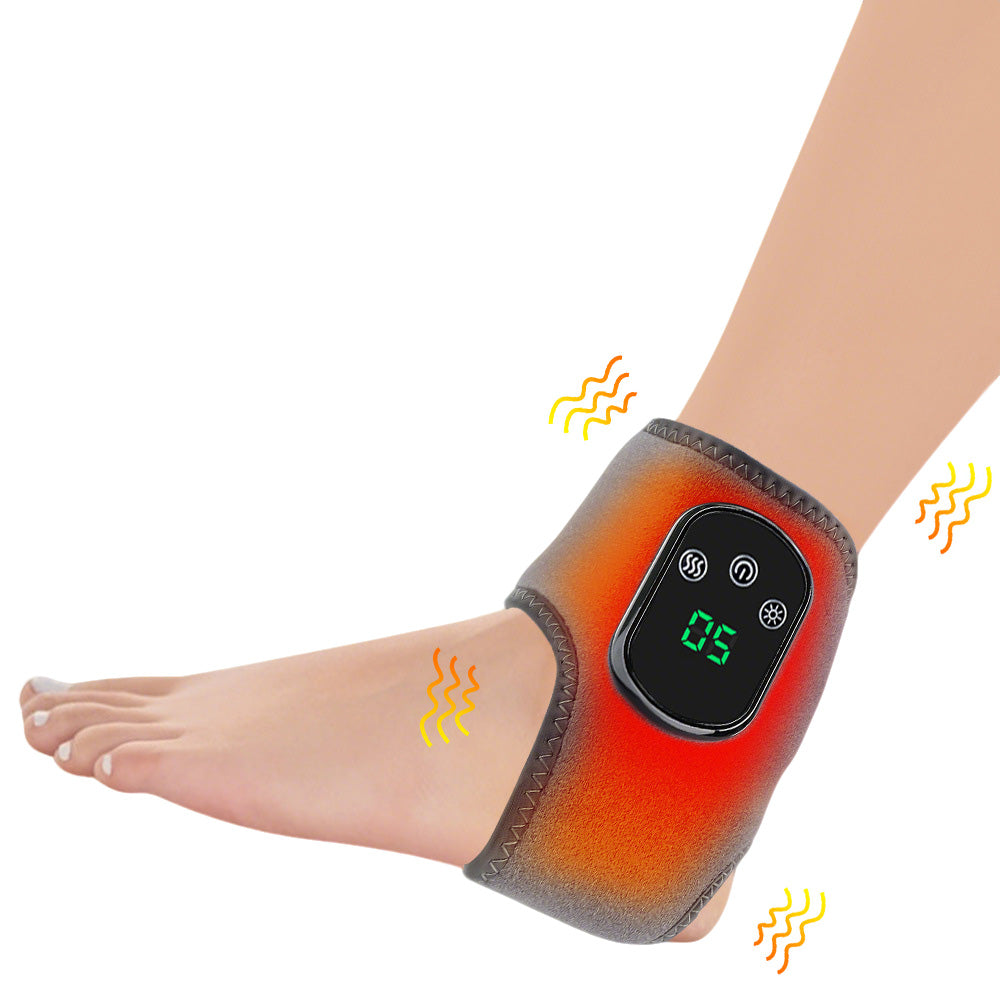 Electric Ankle Massager with Vibration Infrared Heat 5 Settings Rechargeable-grey
