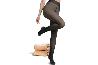 Plus Size Sheer Tights Thermal Pantyhose Bare Legs Illusion Warm - Black