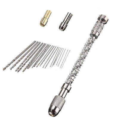 20 PCS Stainless Steel Hand Drill Set & Manual Pin Vise Set