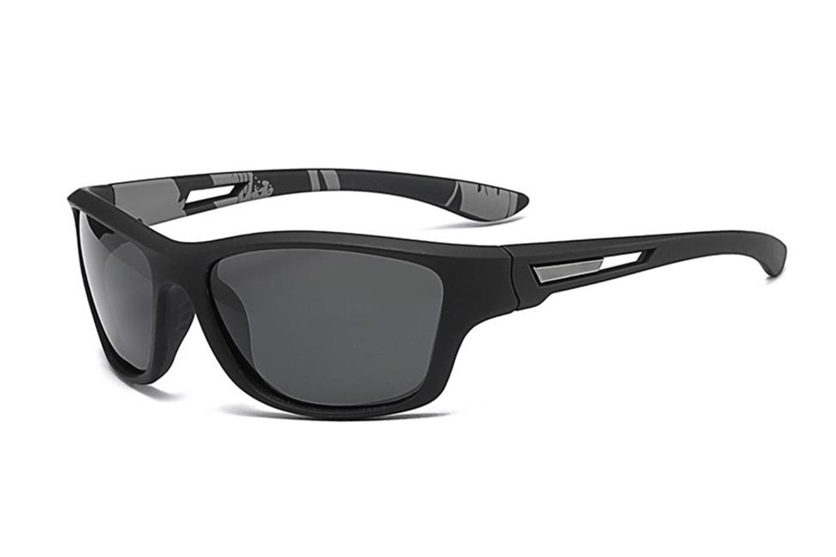 Men Sunglasses Polarized Glasses Fishing Wrap Around Eyewear with Strap and Zippered Case-Black