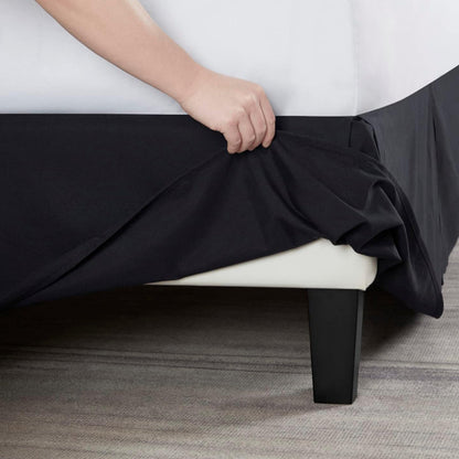Pleated Bed Skirt Easy Fit Bed Drop Wrap Black