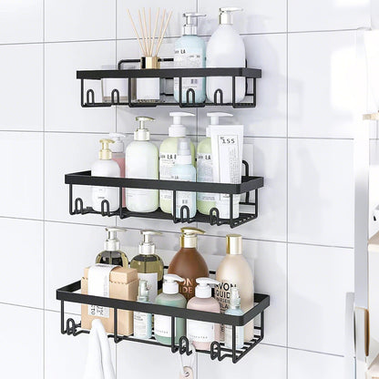 5Pcs Shower Caddy Adhesive Bathroom Wall Organizer Rack-Black