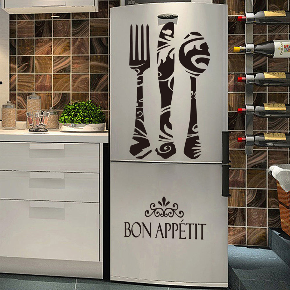Bon Appetit Quote Hollowed Fork Knife Spoon Wall Art Decor