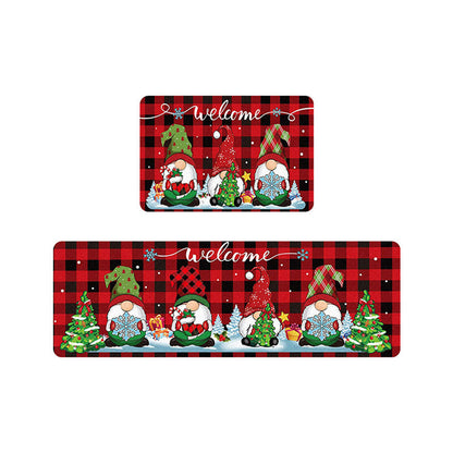 2Pcs Set Christmas Kitchen Door Mat Anti-Slip Floor Mat for Bathroom Home Styel 1