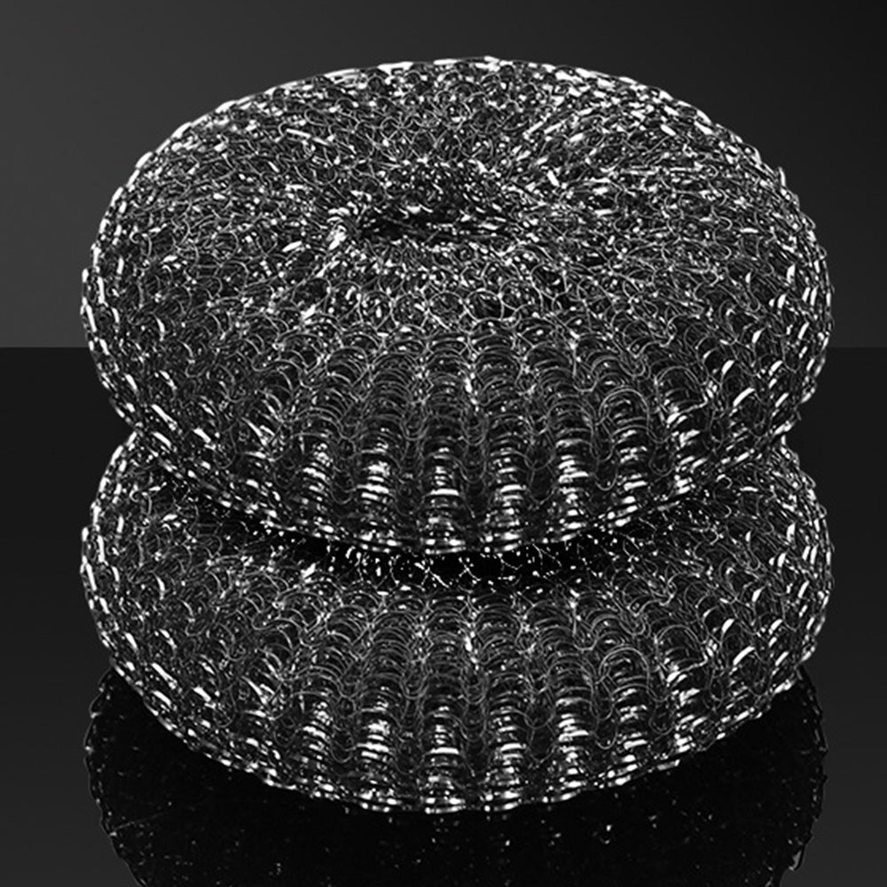 Scourer with Handle Stainless Steel Kitchen Scrubber Metal Scourers with 5 Replacement Heads
