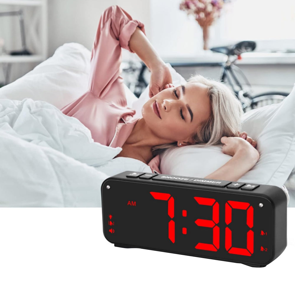 Digital Alarm Clock with Vibration Bed Shaker for Heavy Sleepers Black