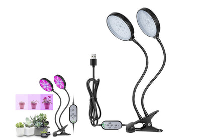 Indoor Plants LED Grow Lights Suitable Greenhouse Flowers Veg Succulents Potted Growth-Dual Heads
