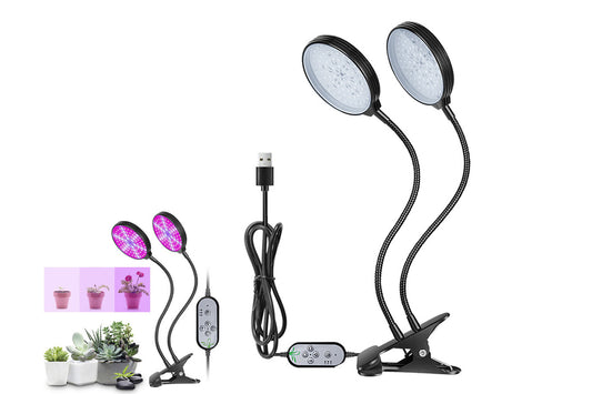 Indoor Plants LED Grow Lights Suitable Greenhouse Flowers Veg Succulents Potted Growth-Dual Heads