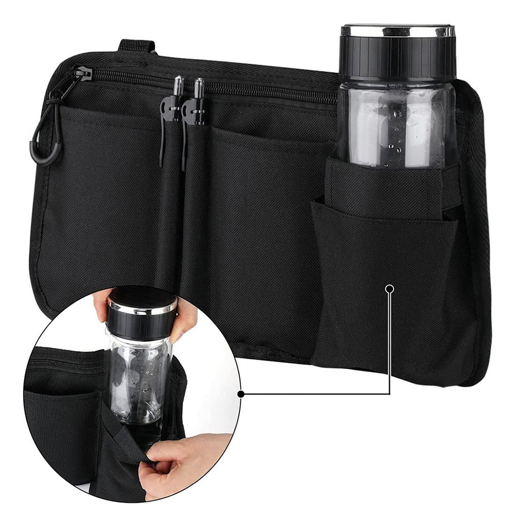 Wheelchair Side Bag with Cup Holder Armrest Pouch for Walker Rollator Electric Scooter