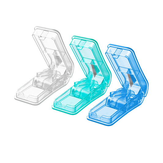 Set of 3Pcs Portable 2-in-1 Pill Cutter Guard Mini Pill Splitter Small Large Tablet Divider Pill Case