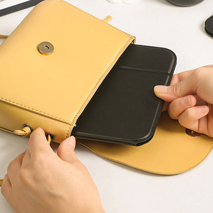 2-Pack Foldable PU Leather Makeup Mirror Medium Portable Travel Vanity Black