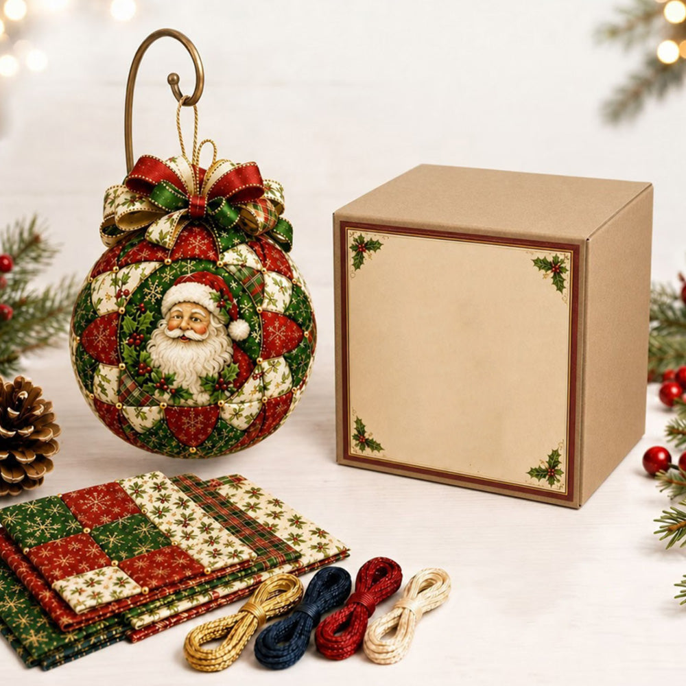 Adult Christmas Patchwork Ball DIY Ornament Craft Kit - Santa