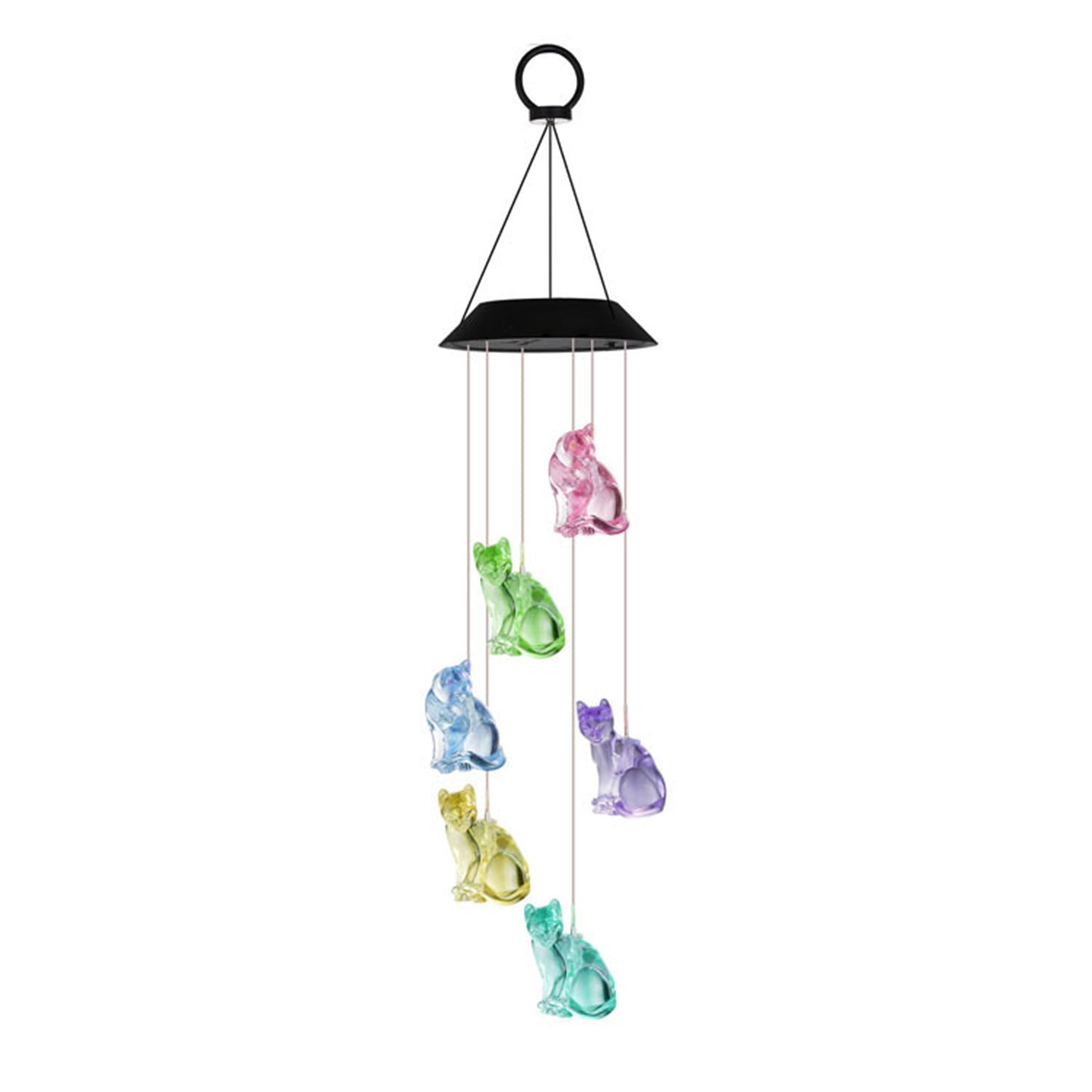 Solar Wind Chimes Color Changing Cat Wind Chimes Decoration Lights